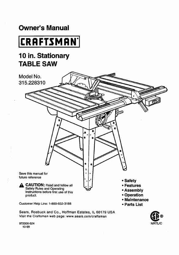 Craftsman Saw 315 22831-page_pdf